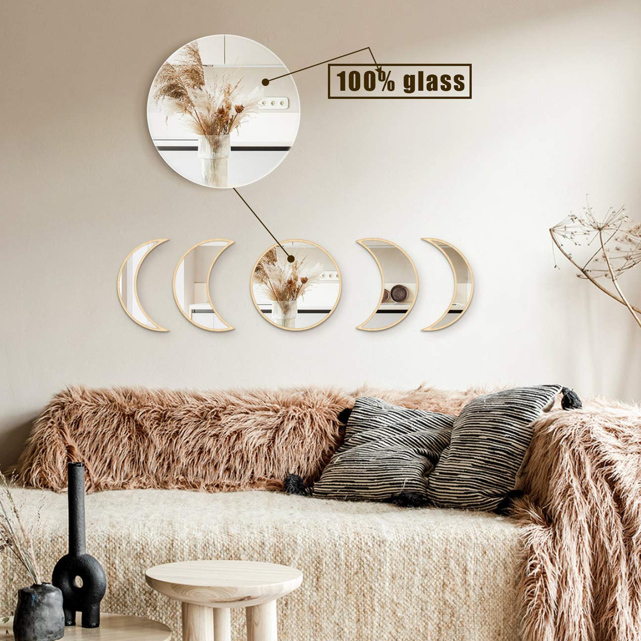 Buy Decorative Glass Moonphase Mirrors,Scandinavian Natural Moon
