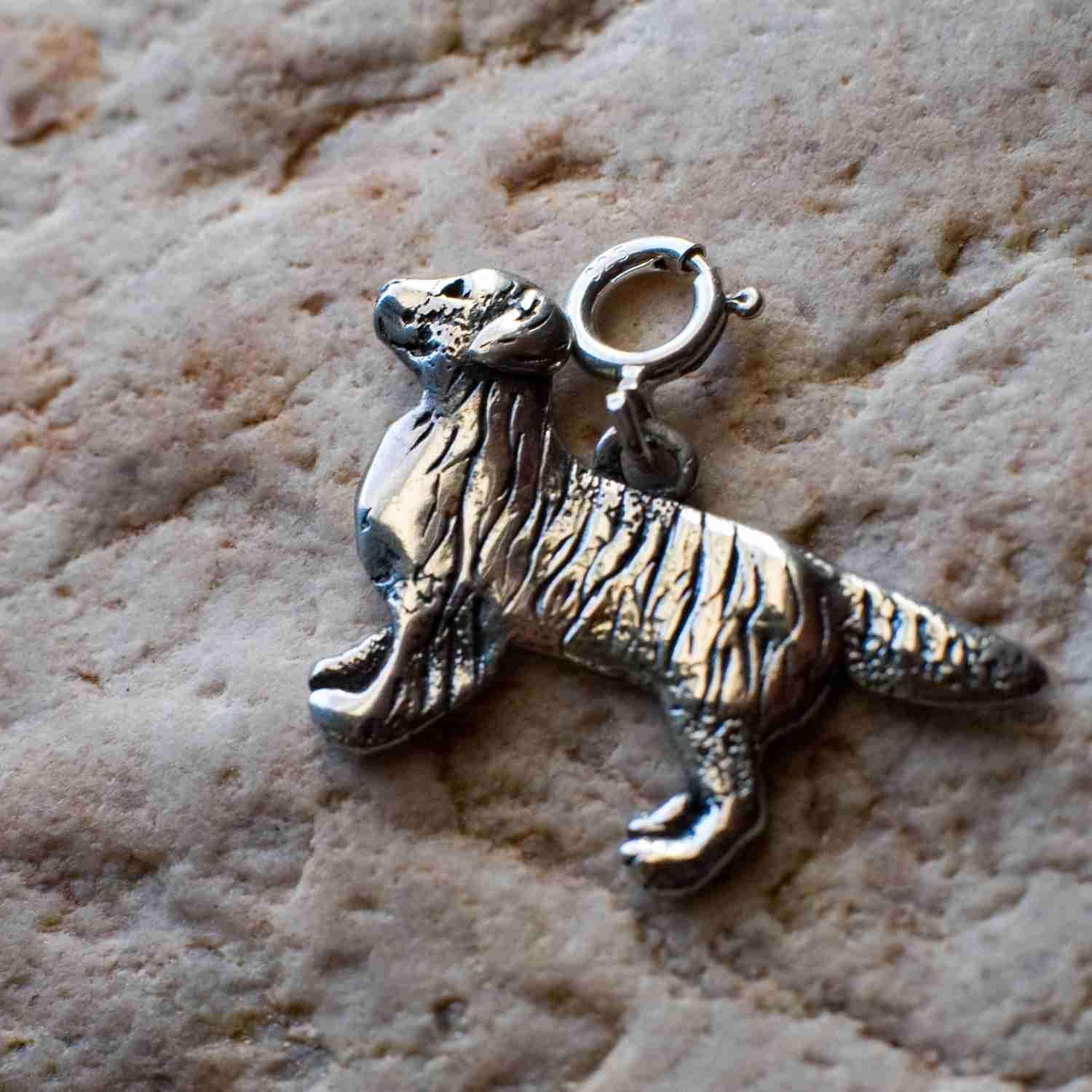 Sterling Silver Golden Retriever Full Body Charm