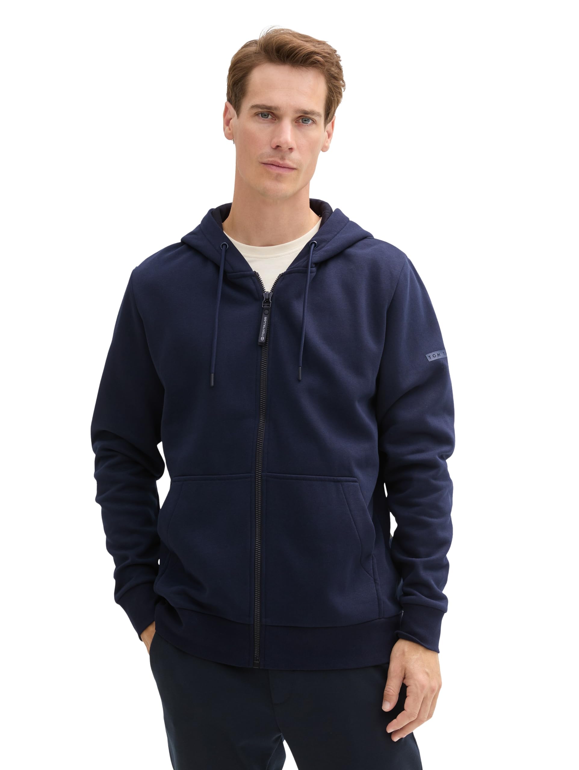 Tom Tailor Herren Hoodie Sweatjacke mit Kängurutasche