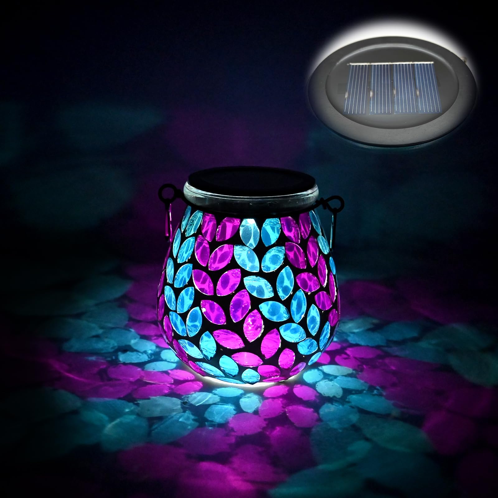 TOTHDATE 1PCS Oval Solar Mosaic Lights Outdoor