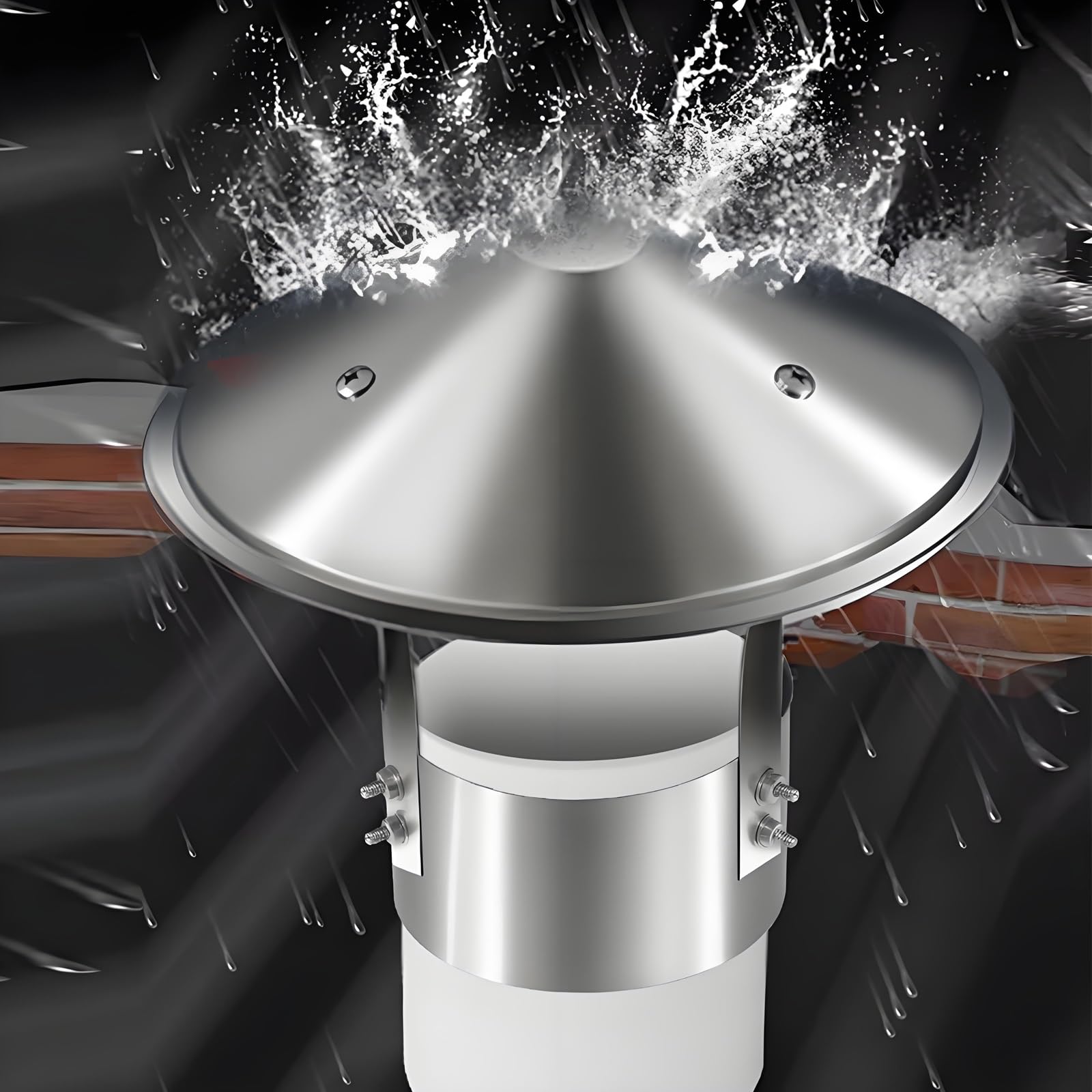 IGNVXMGKP Chimney Rain Cap, 3/3.9/4.3/5.9/7/8.6/9.8/12.4in Vent Chimney Cowl, Stainless Steel Outside Cone Top Chimney Cover for Stove Pipe, Water Heater(125mm/4.9in)