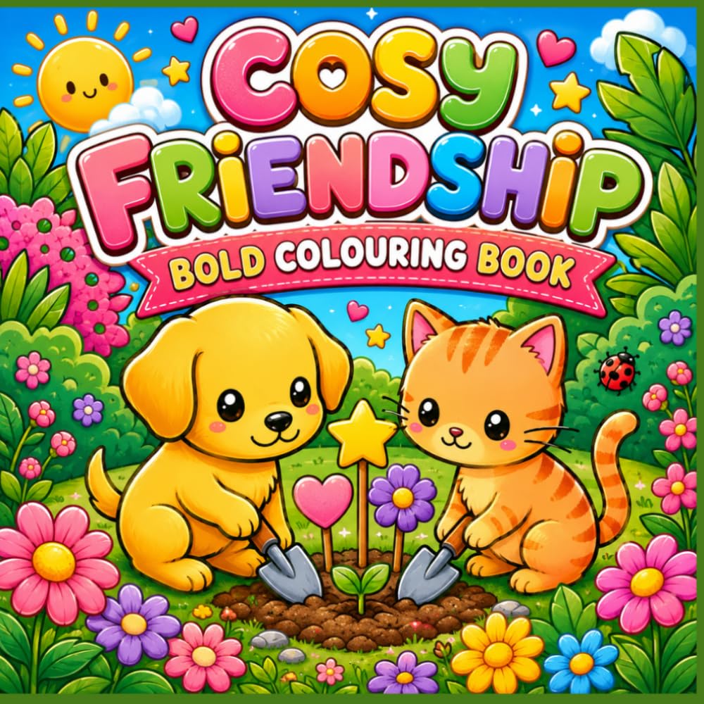 Cosy Friendship Bold Colouring Book: A Cute & Comfy colouring book for Adults and children.