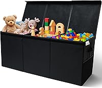 SoftOwl Extra Large Toy Storage Organizer with Lid & Dividers - 37x16x14 Collapsible Chest Bin for Kids Toys, Playroom, Bedroom