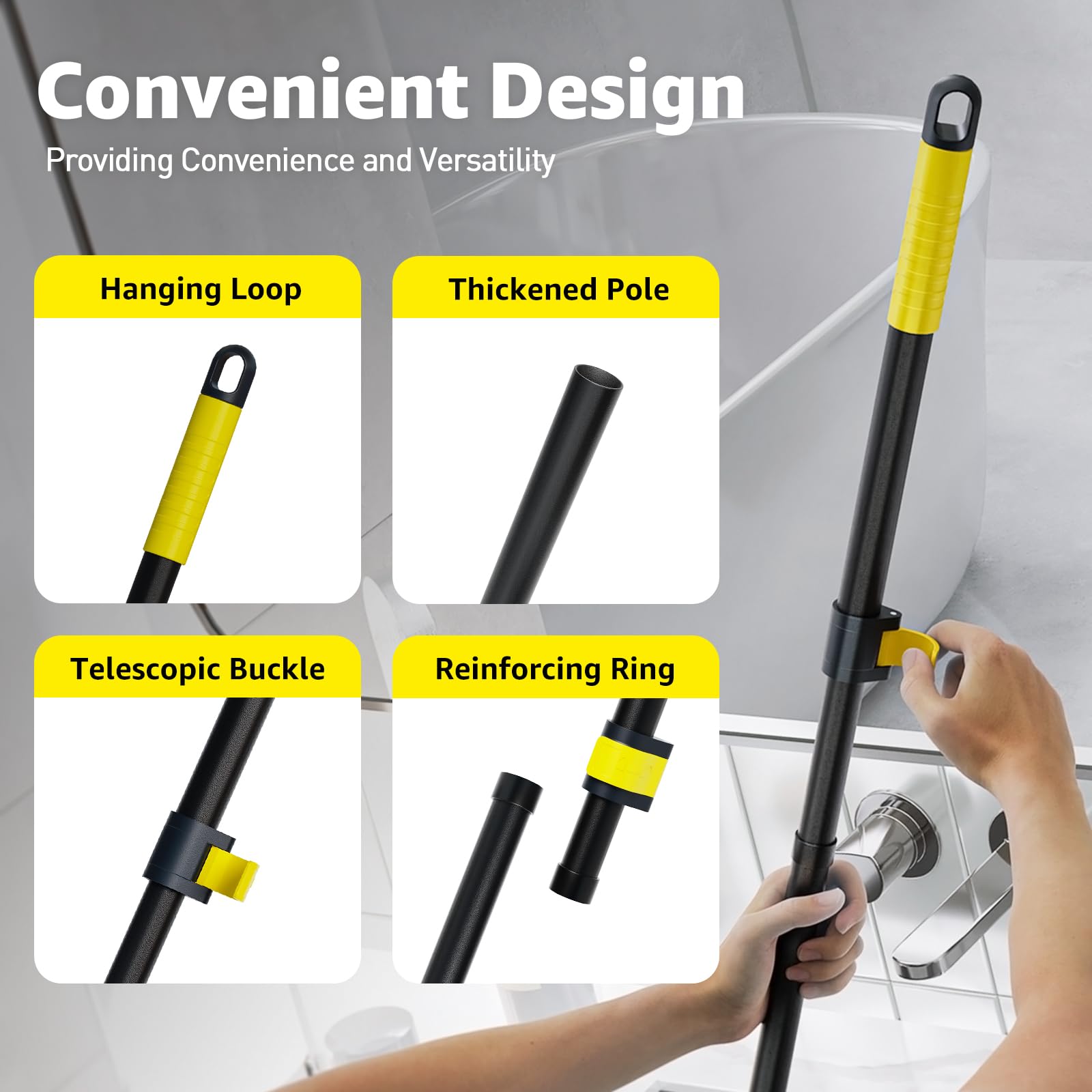 Eazer Grout Brush With Long Handle, 180°Rotation Tile Grout Cleaning Tool, V-Shape - View #4