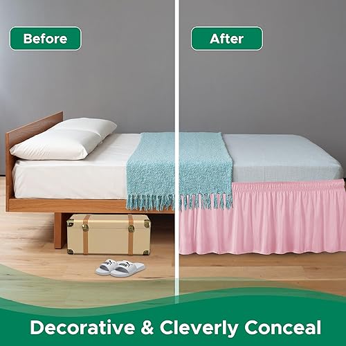 Vista 265 de Biscaynebay - Faldón envolvente matrimonial y matrimonial XL de 15 pulgadas, con volantes, elástico, ajustable, gris plateado, resistente a las Gris