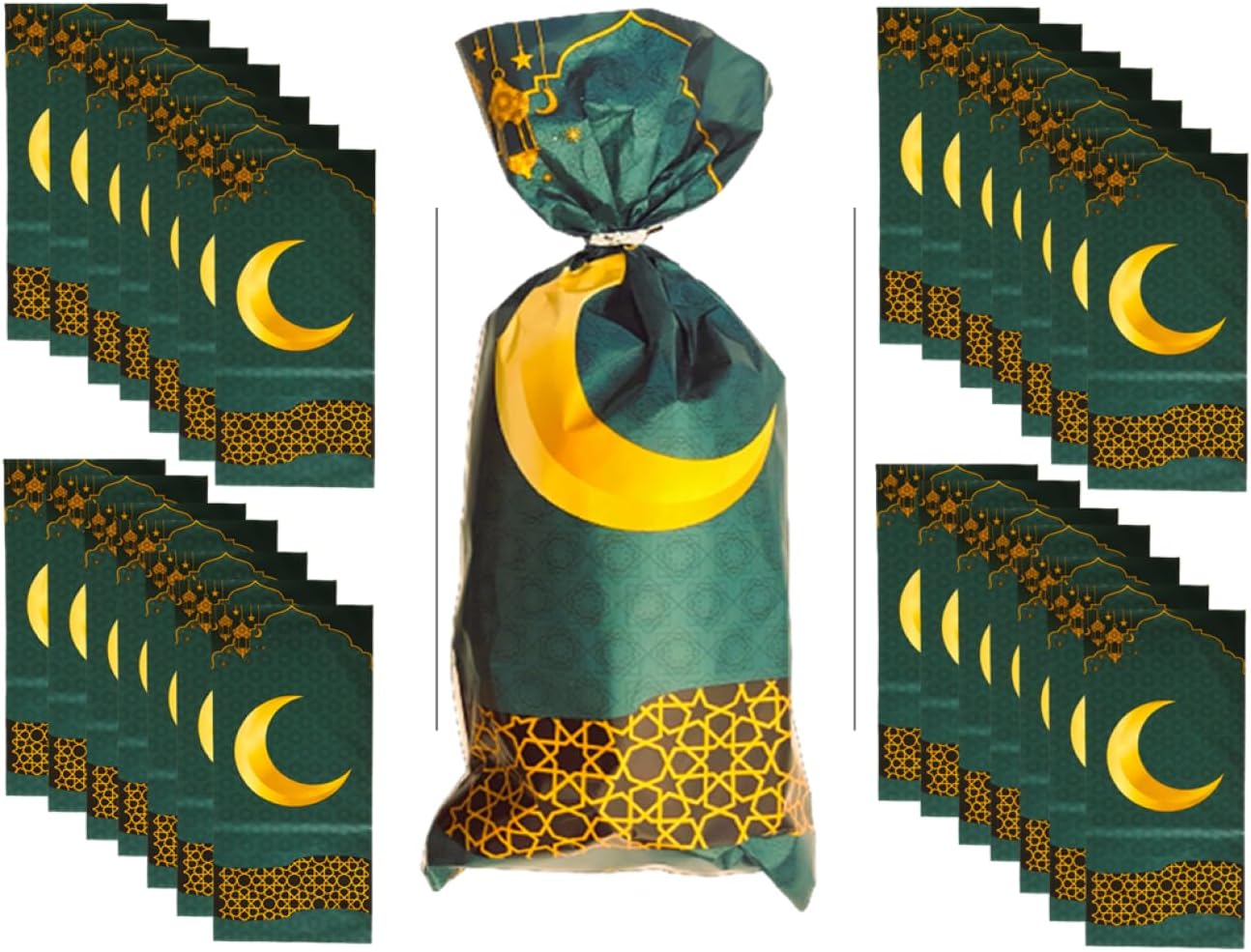 100 Pcs Ramadan Mubarak Bags Ramadan printed Ramadan bags for Bracelets Eid Mubarak Party Decorations Gifts for Muslims Ramadan Favors Ramadan Decor (BAGS)