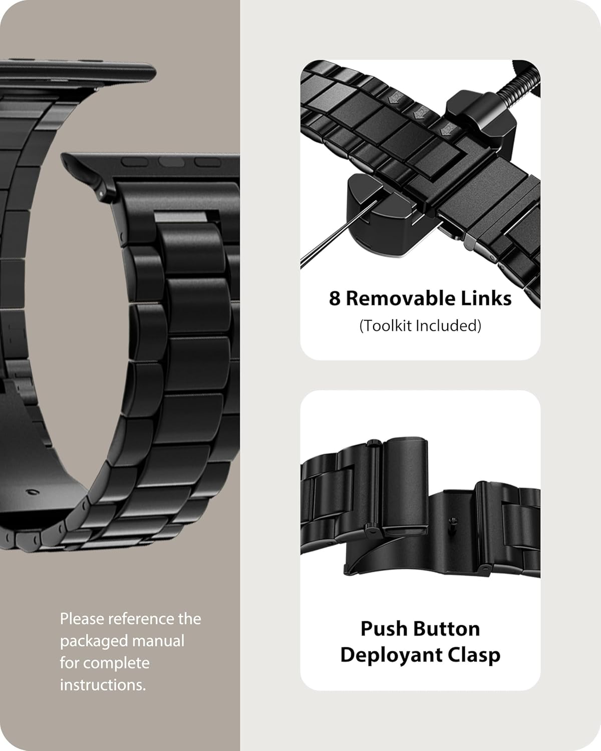 For Apple Watch Bands 49mm 45mm 44mm 42mm 41mm 40mm 38mm, Stainless Steel IWatch Band With Case For Apple Watch Ultra2 Ultra Series 9 8 7 6 5 4 3 2 1 SE SE2