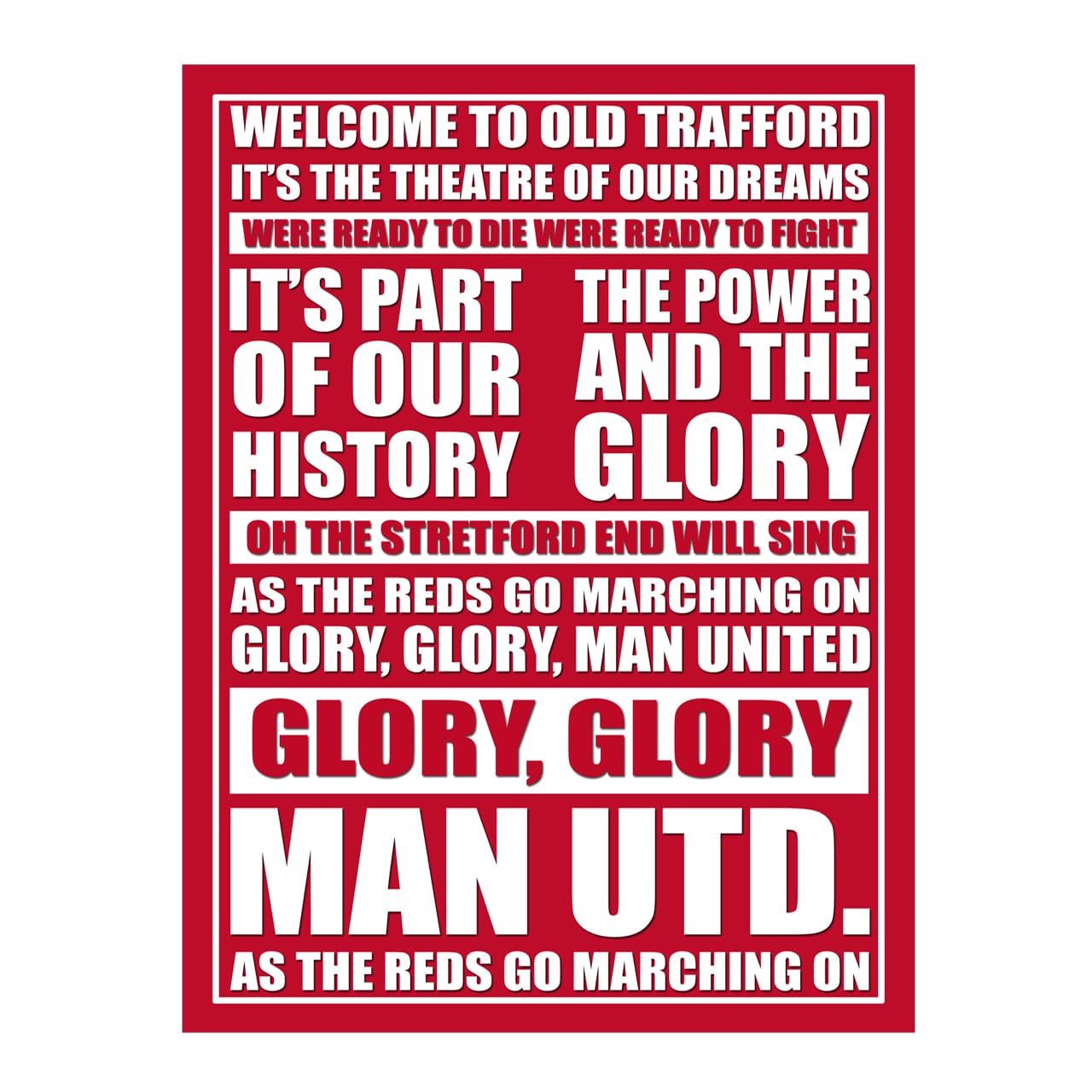 Metal Sign Plaque Print Poster Glory Glory Man Utd Song Lyrics 10x8in Ref7073 — image 1