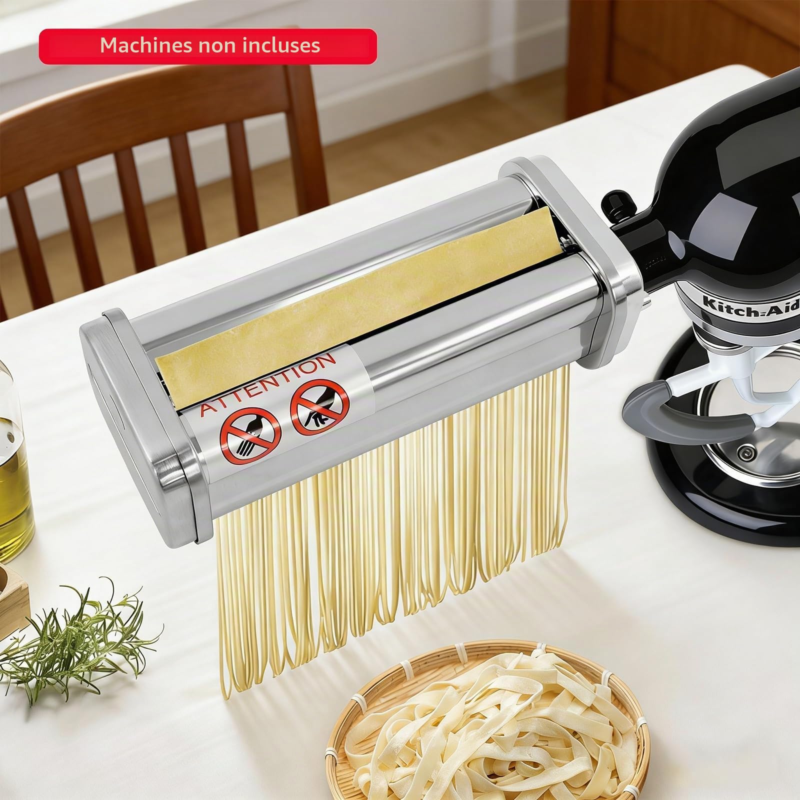 Accessoire pour machine à pâtes Kitchenaid, accessoire de machine à pâtes, coupe-spaghetti, coupe-fettucine, accessoire multifonction pour Kitchenaid (coupe-spaghetti)