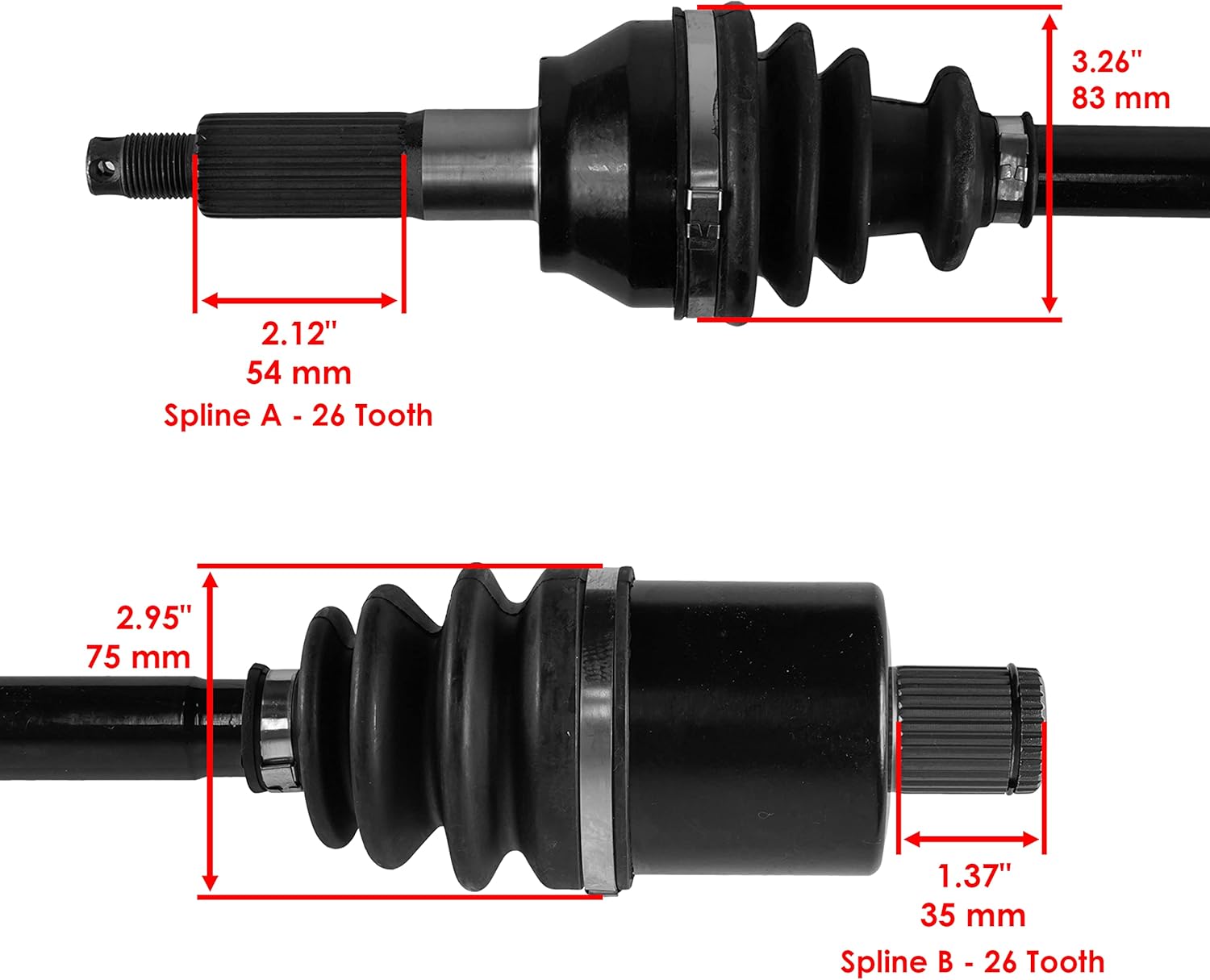 Caltric Rear Right Cv Joint Axle Compatible with Polaris Ranger 1000 / Crew 1000 Diesel/Xp 1000