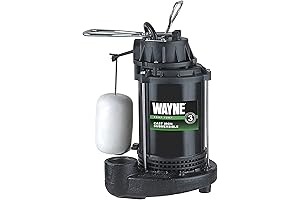 WAYNE CDU790 Submersible Sump Pump, 1/3 HP Cast Iron and Stainless Steel
