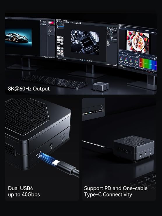 MINISFORUM EM680 Mini PC AMD Ryzen 7 6800U 8C/16T Tiny Computer, LPDDR5 32GB RAM PCIe4.0 1TB SSD, 1xHDMI+2xUSB4(8K|Alt DP), TF Card Slot, 65W Gan Type-C Adapter, Radeon 680M Graphics