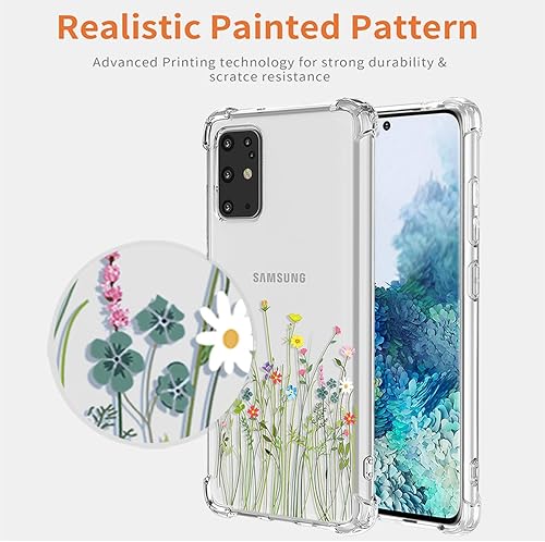 Miniatura 10 de Funda de teléfono para Galaxy S20 5G, Samsung S20 SM-G981U, funda transparente con patrones de jardín de flores, funda protectora para Samsung
