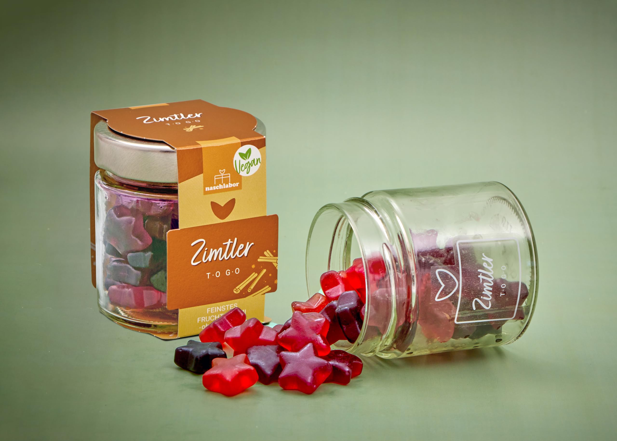 8 Stück Alkoholfreie u. hochwertige Weihnachts-Fruchtgummi 120g | Zimtler To Go vegan | süßes, veganes Feinkost-Geschenk zu Weihnachten | Große Verpackung