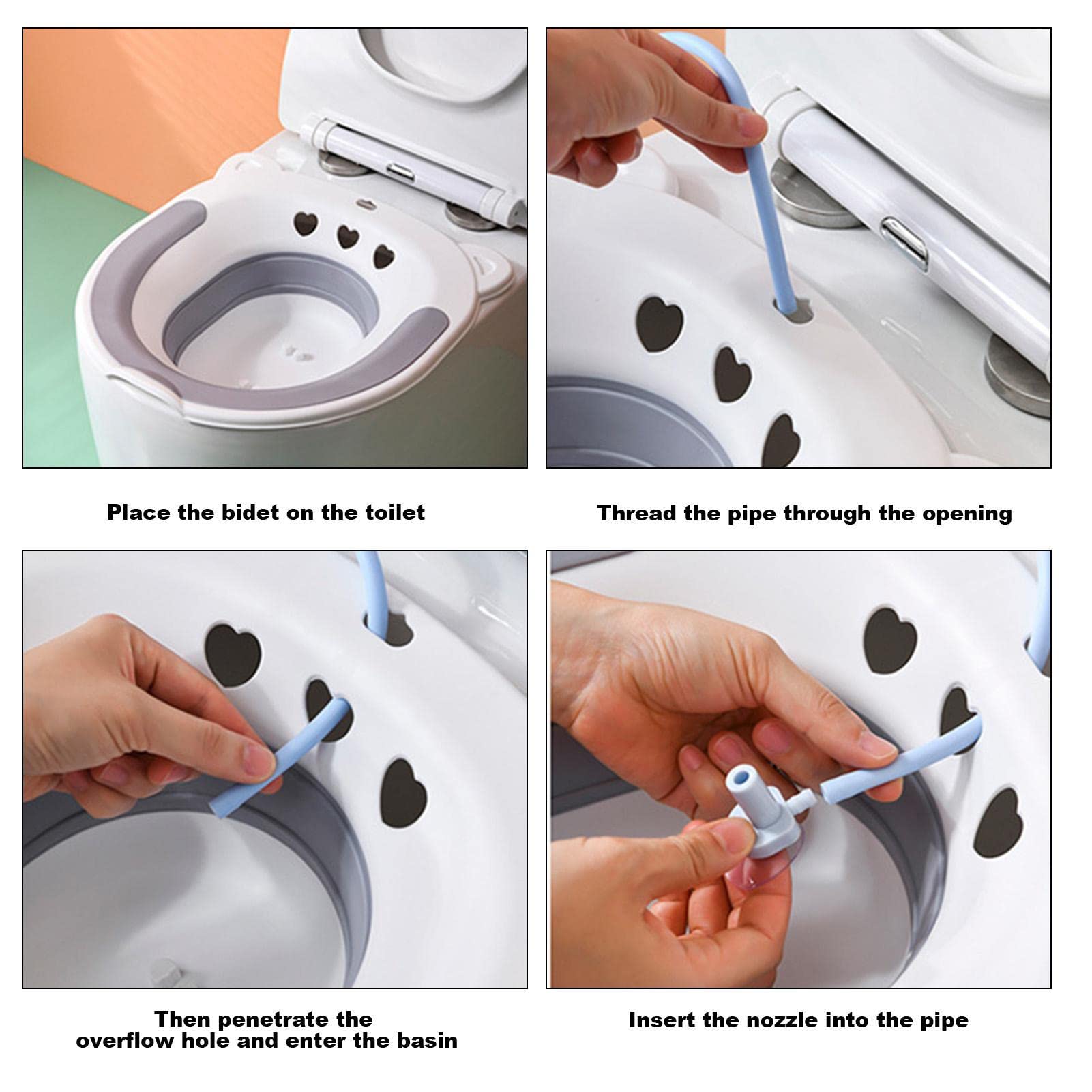 Semicupio per le emorroidi,Bagno Sitz Emorroidi Pieghevole, Si Siede Vasca Da Bagno Per Un Sollievo Lenitivo - Con Flusher, Sits Bath Pan si adatta alla maggior parte dei WC, WC da bagno Sitz Rianpesn