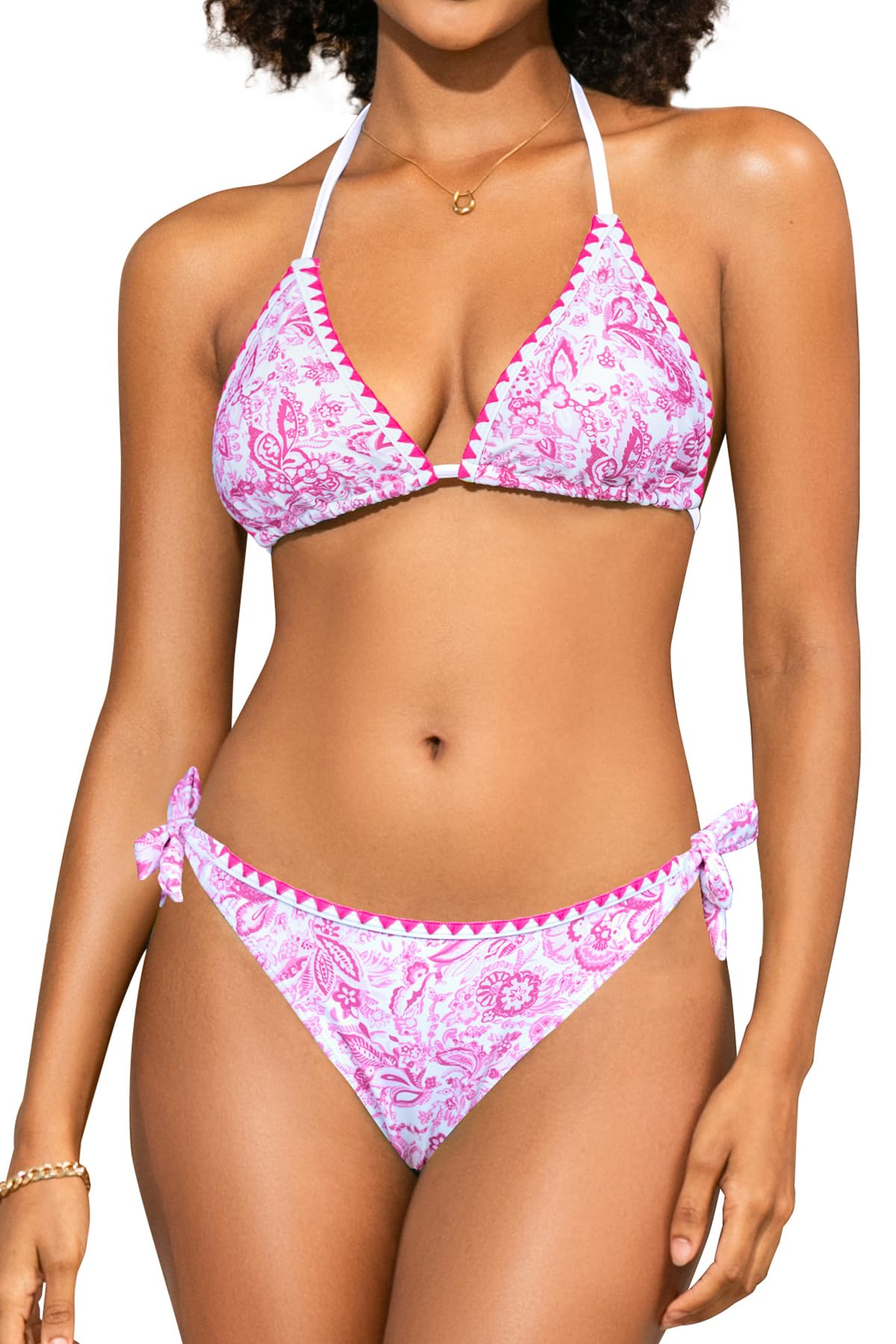 SHEKINI Halter Maillot de Bain Femme 2 Pieces Triangle Réglable Bikini Set Sexy Bikini Deux Pièces Été Beachwear