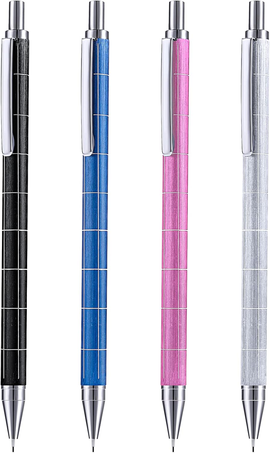 Molain Metal Mechanical Pencil, 4 PCS 0.5mm Automatic Pencils Drafting