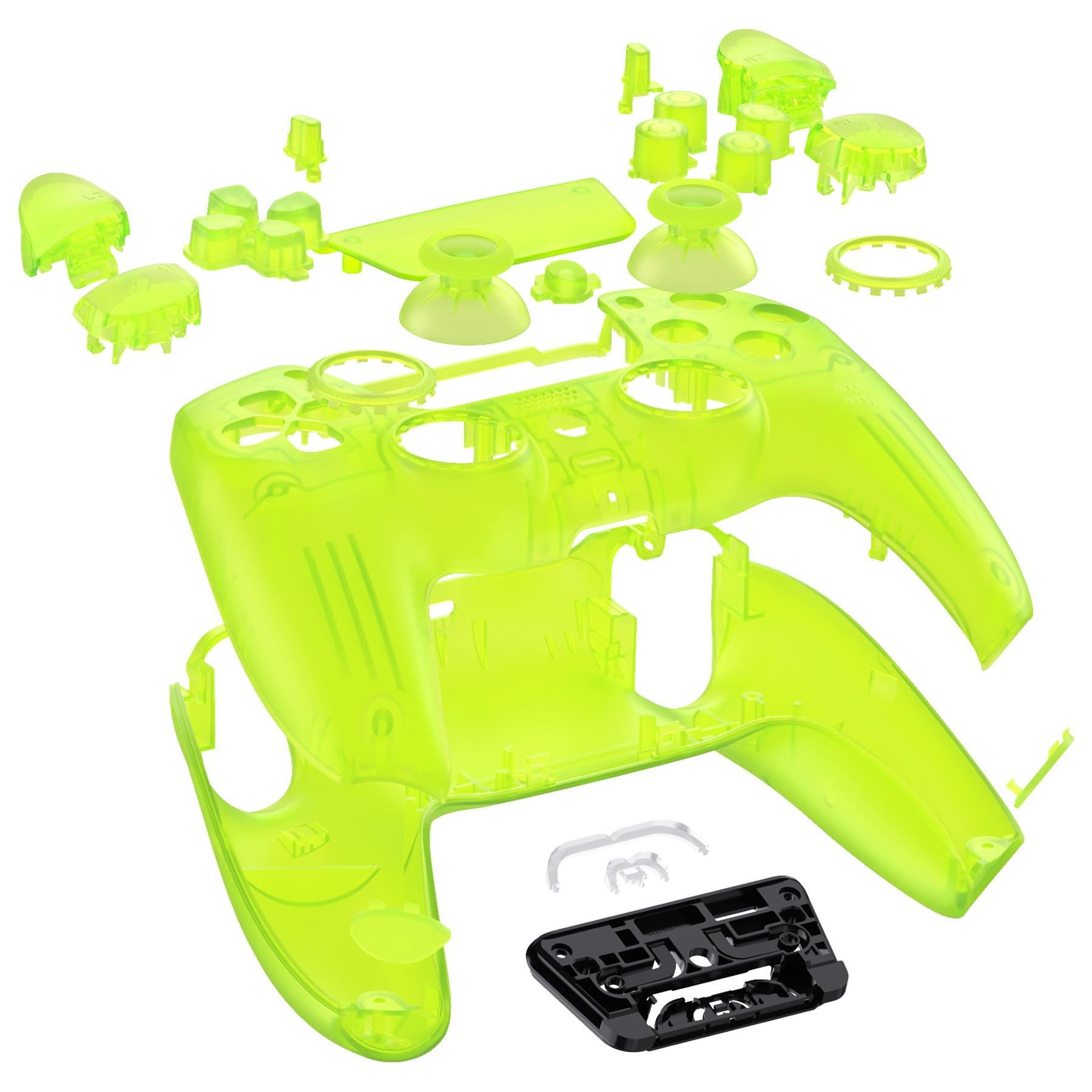 eXtremeRate Luna Cover Pulsanti Ricambio per ps5 Controller BDM-030/040/050,Custodia Scocca Shell Frontale Posteriore Ridisegnato&Tasti Kit Compatibile con ps5 Joystick-Trasparente Verde Lime