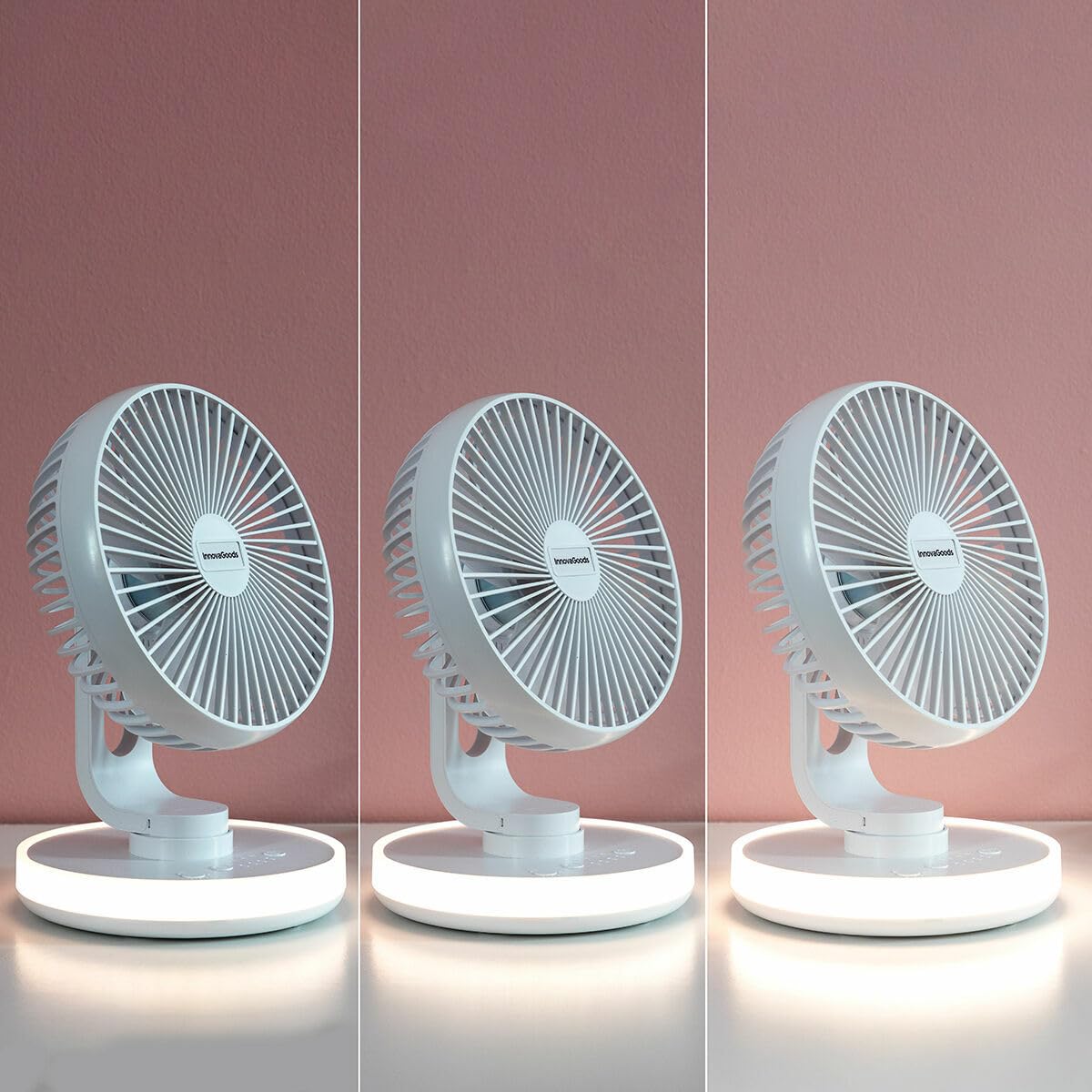 Akumulatorowy wentylator biurkowy z diodami LED FanLed InnovaGoods Ø6,6'' 4000 mAh