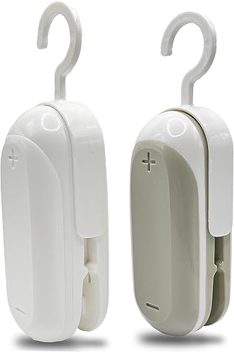 Paquete de 2 mini selladores de bolsas, selladores de calor portátiles al vacío de calor, sellador de plástico, sellado térmico 2 en 1 y cortador,