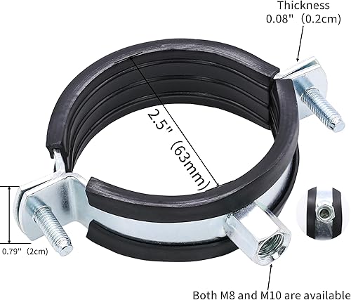 Miniatura 2 de 10 piezas de soporte de tubo de anillo dividido, resistente, ajustable, abrazadera de montaje en pared, soporte de tubería, identificación de 2.5