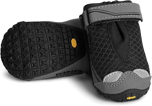 Ruffwear, Grip Trex Dog Shoes, Non-Slip Boots for Hot Pavement & Snow, Weatherproof Paw Protection with Breathable Mesh, Rugged Sole for Hiking, Obsidian Black, 1.50"