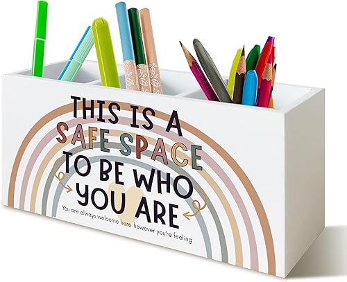 Vista 8 de Portaplumas y portálápices Play All Day para consejero escolar, oficina, aula, escritorio, You Are Brave, organizador motivacional de portaplumas