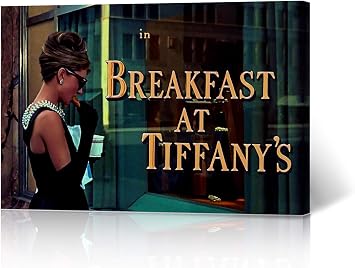 HB Art Design Audrey Hepburn Wall Art Breakfast at Tiffanys Movie Canvas Wall Art Canvas Print Wall Decor Artwork Bedroom Decor Living Room Ready to Hang 8x12