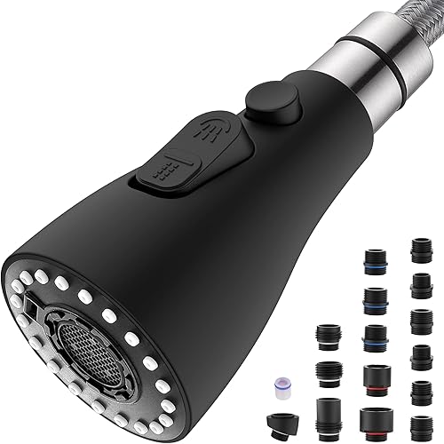 Miniatura 17 de J-HVA Cabezal de rociador de grifo de cocina extraíble, pieza de repuesto de boquilla de rociador de fregadero de 3 funciones, cabezal de grifo