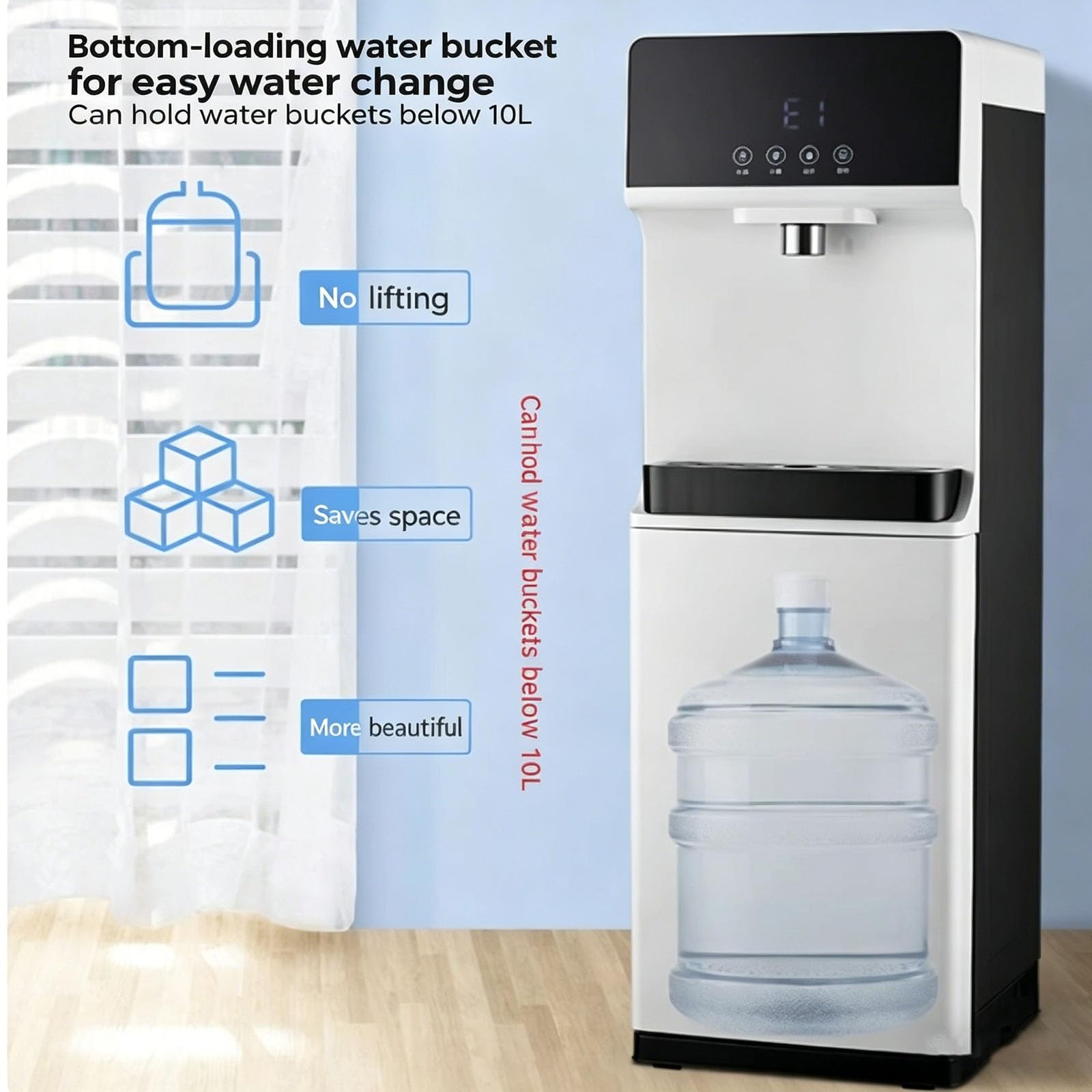 Distributeur Eau Chaude Instantanée, Refroidisseur d'eau Chaude Et Froide avec Affichage Numérique,Fontaine A Eau sur Pied pour Maison, Bureau Et Cuisine, Gris Moderne