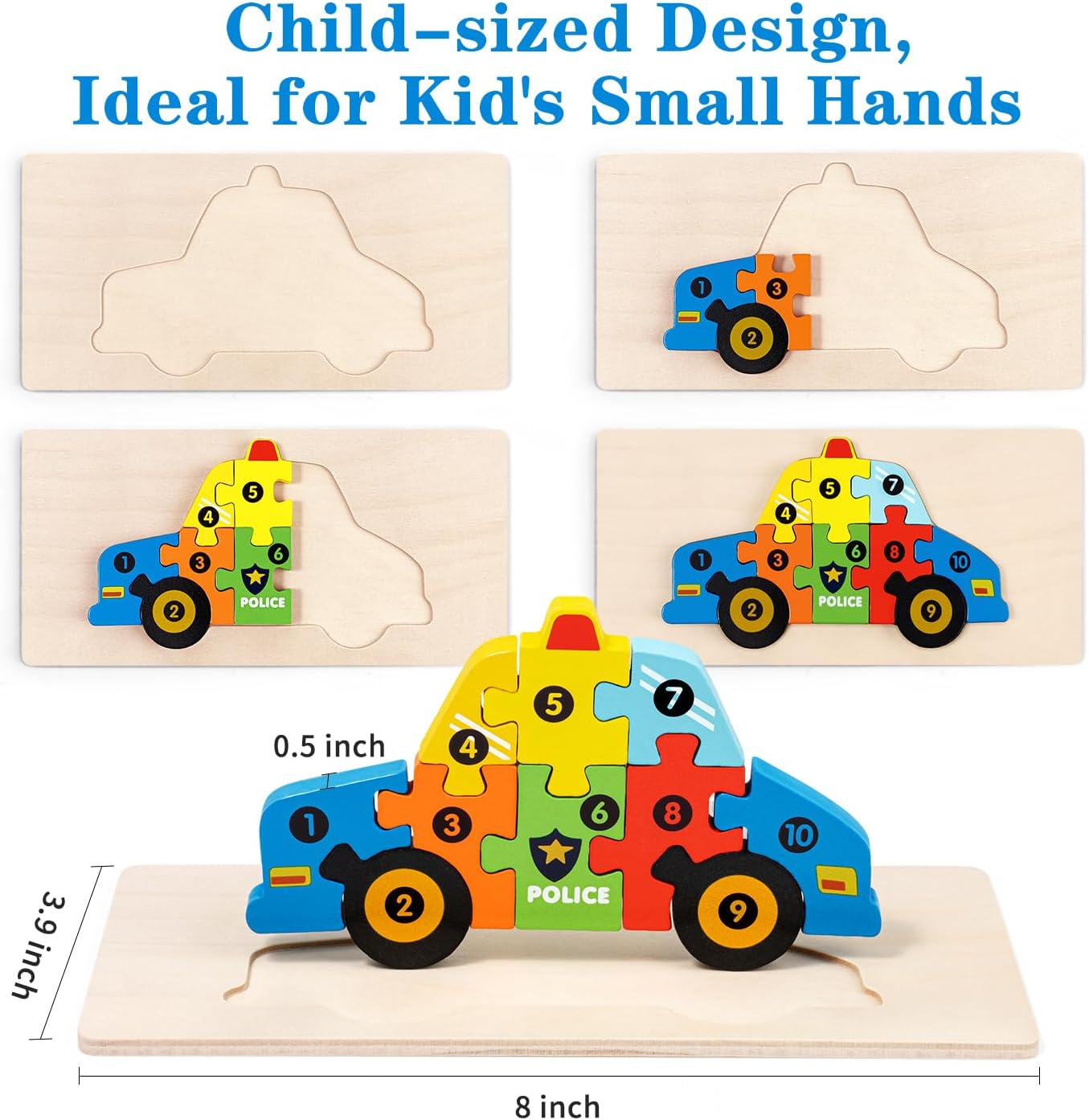 6 Pack Wooden Puzzles for Toddlers Ages 3-5, Montessori Vehicle Puzzle Toys image 2