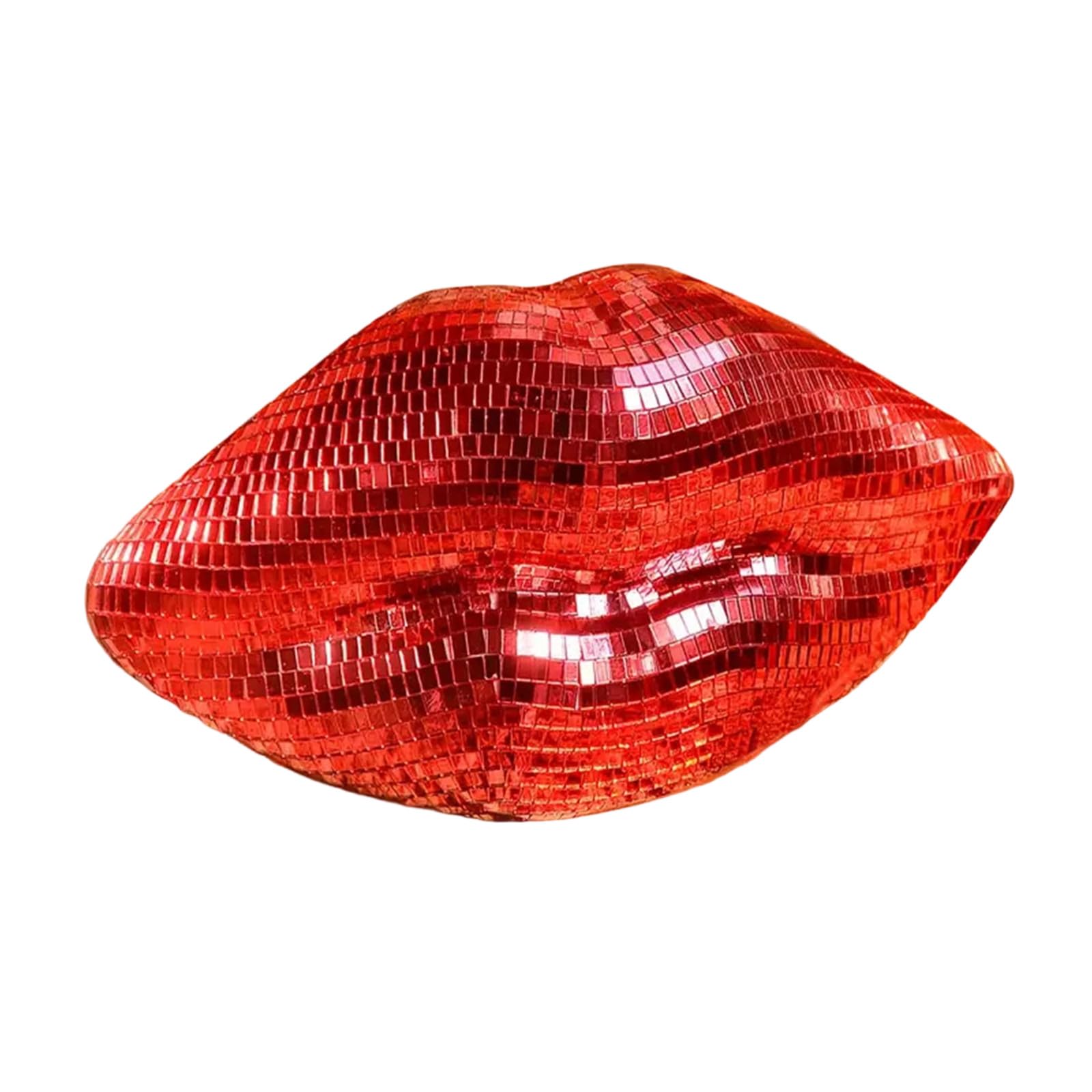 ESSECMBS Valentines Day Red Lips Sculpture Home Decorations Indoor Silver Disco Mosaic Lip Figurine Table Ornaments (Red, 20 * 12.5 * 8cm/7.87 * 4.92 * 3.15 inches)