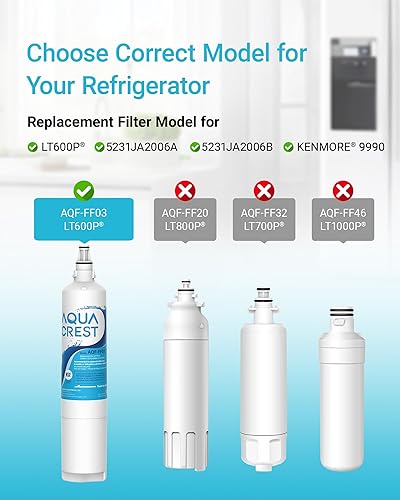 Vista 2 de AQUA CREST 5231JA2006A Reemplazo para filtro de agua para refrigerador LG® LT600P®, fml-2, Kenmore® 46-9990, Kenmore® 9990, 5231JA2006B, RWF1000A