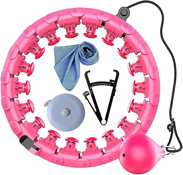EPFHR Smart Hula Hoop for Adults, Weighted Hoola Hoops 27 Knots Detachable Ring Adjustable Size, Hula Hoops with Auto-Spinning Ball 360 Degrees Spinning No Fall for Kids and Adults Exercise and Fitness