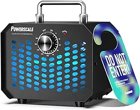Powerscale Gerador de ozono 60.000 mg/h, compacto, evacuação de segurança de 10 segundos, controlo eletrónico de precisão, eliminador de odores O3 para casa, carro, odor a animais de estimação e porão