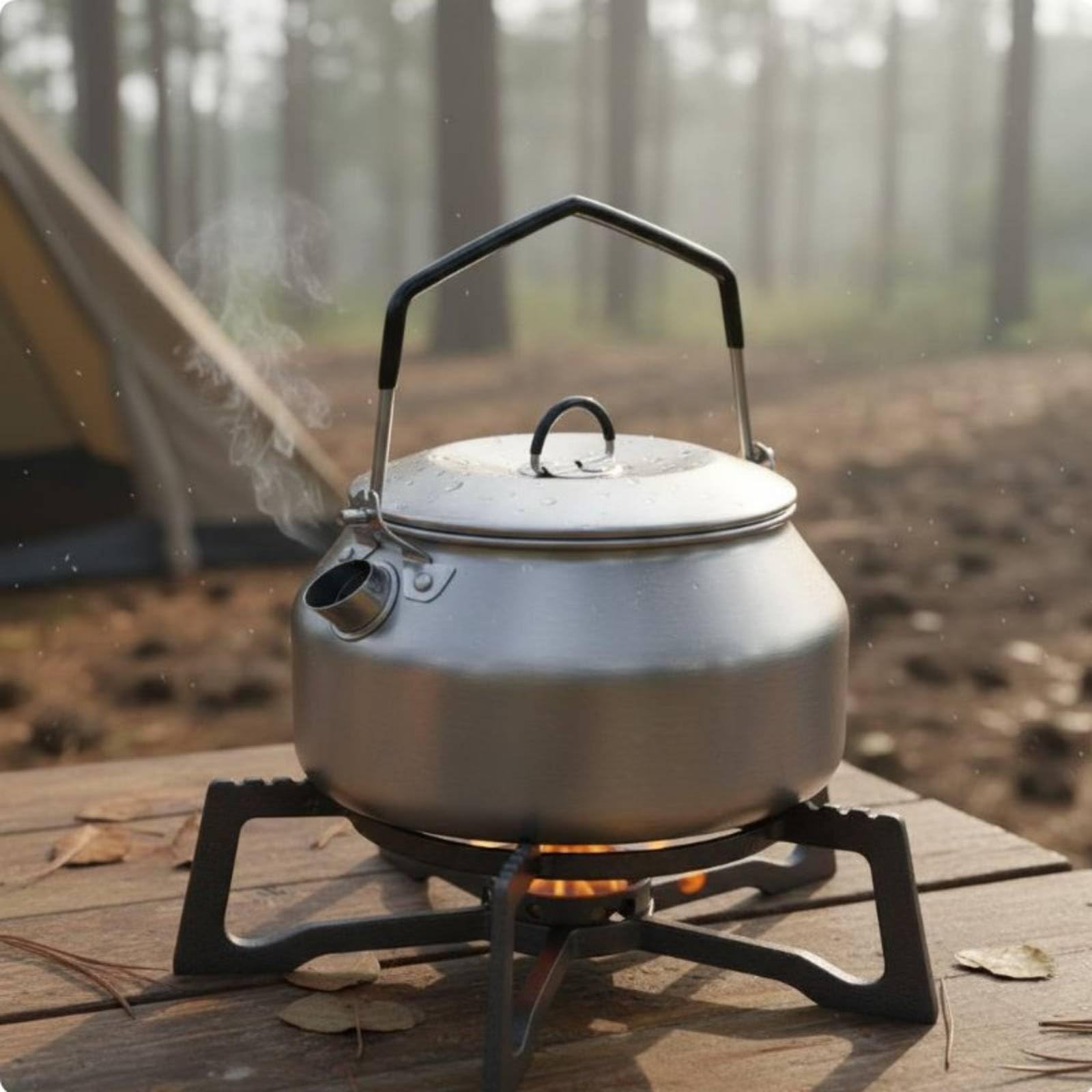 Gralara Tetera de Camping Hervidor de Agua Olla de Cocción Tetera Portátil de Acero Inoxidable 304 con Calentamiento Rápido 360 Grados y Tapa Amortiguada, Negro