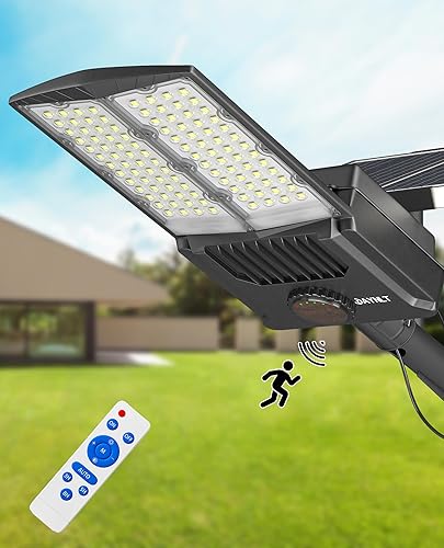 JAYNLT Y-9000W - Farolas solares para exteriores, 6500 K, 700000 lúmenes, luces de estacionamiento de alta potencia, comercial, del atardecer al
