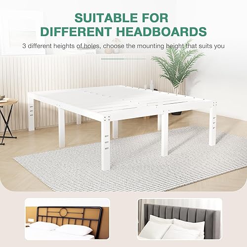 Miniatura 36 de Novilla - Base de cama matrimonial, plataforma de metal de 14 pulgadas, con espacio de almacenamiento debajo de la cama, soporte de listones de