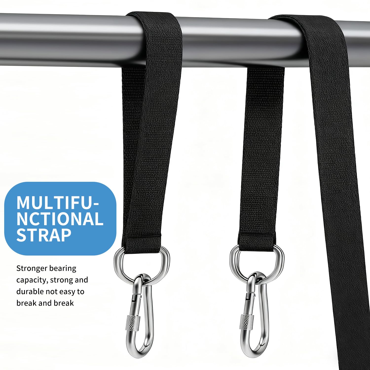 Verazquy 2Pcs Heavy Duty Tree Swing Straps Equipped with M8 lock buckle Hanging Kit Adjustable Hammock Swing Straps with Carabiners D-Rings 1000lb Capacity for Rope Play Sets - Image 3