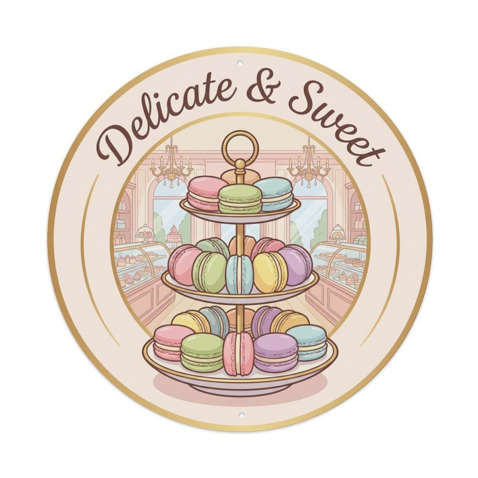Metal Tin Sign Macaron Pastel Gourmet Food
