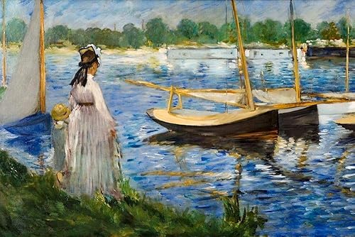 Posterazzi PDX56571PEQUEÑO - Póster impreso de Edouard Manet, de los bancos del Sena en Argenteuil, 24 x 18, multicolor