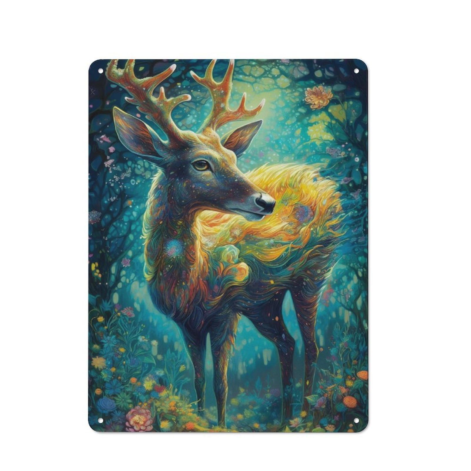 Junmoney Deer Tin Wall Plaque 40X30cm With For Bar Or Restaurant, Autumn Wall Decor For Hospitality Decor Collectors