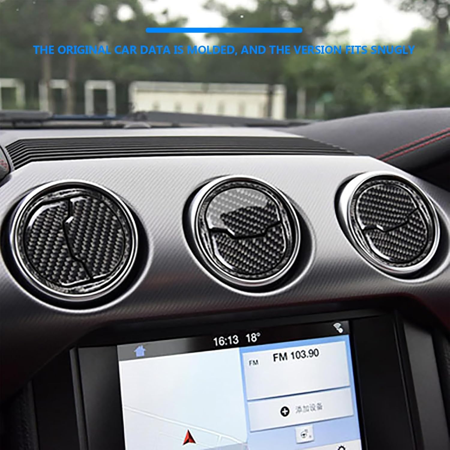 Center Control エアコンベントカバー Mustang 2015-2023用 カーボンファイバーインテリア装飾アクセサリ
