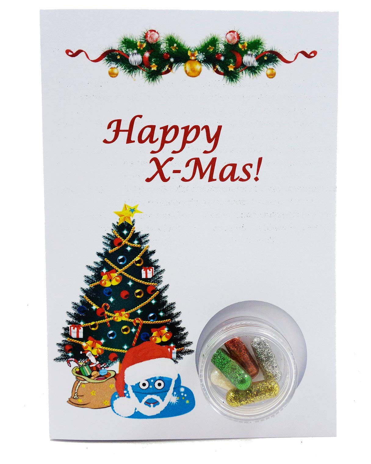Shit The Glitter Weihnachtskarte Mit Glitzerpillen – Humorvolle X-Mas Karte In Acryldose