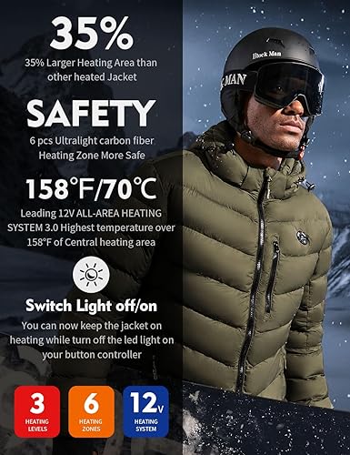 Miniatura 2 de iHood Men's Heated Jacket With 12V Battery Pack-Insulated Lightweight Hooded Hand-Heating Electric Heated Puffer Jacket