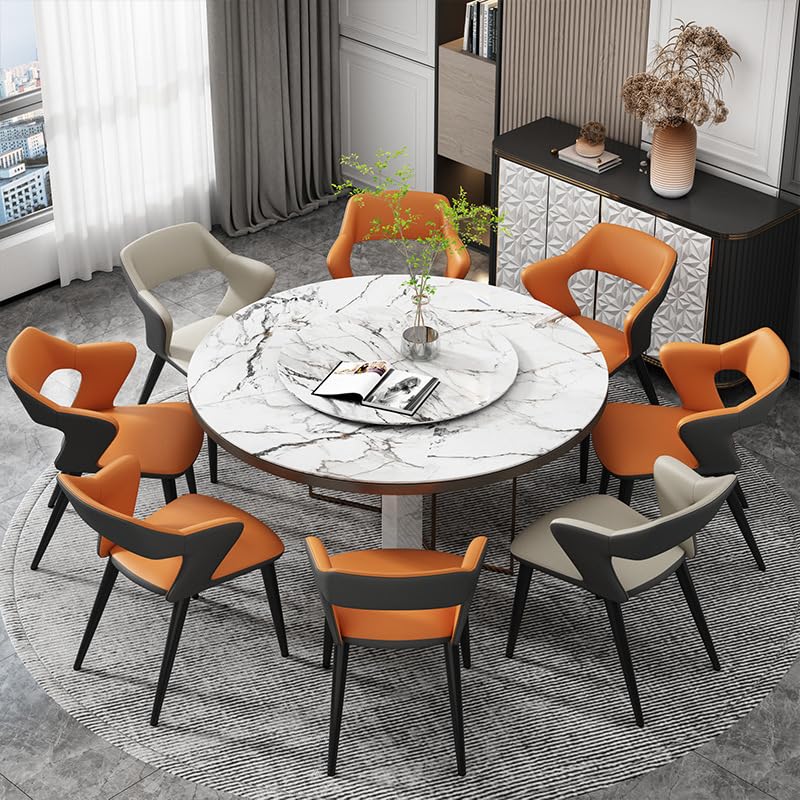 オレンジ】ダイニングチェア 椅子 PUレザー座面 コンパクト 木脚 レーダー