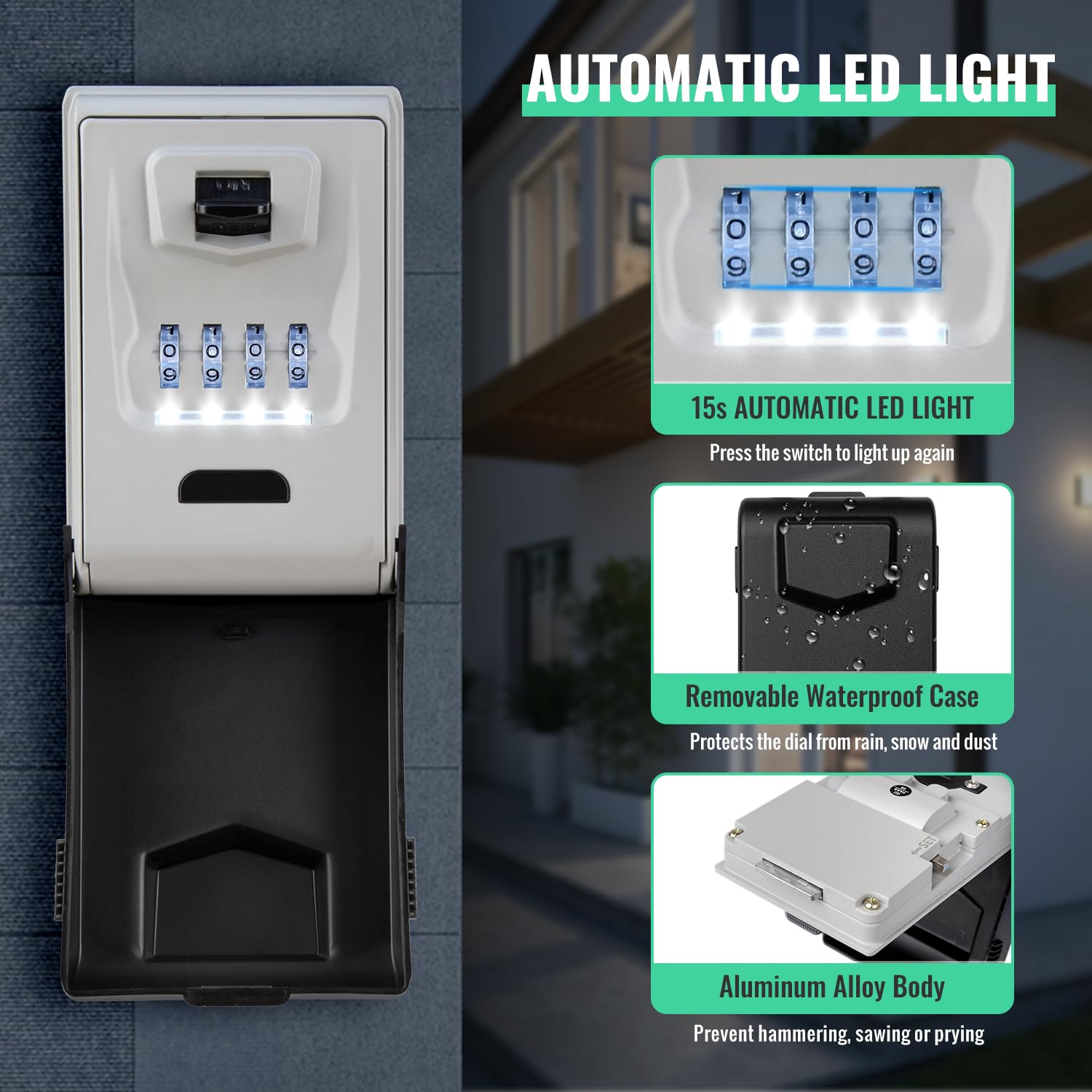 Cassetta Sicurezza Chiavi TEUEN - Combinazione 4 Cifre, Impermeabile