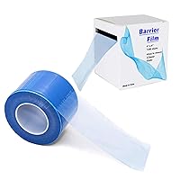 Vista 2 de Película de barrera con caja dispensadora, cinta azul desechable protectora PE película barrera para dentales y tatuajes, 4 pulgadas x 6 pulgadas