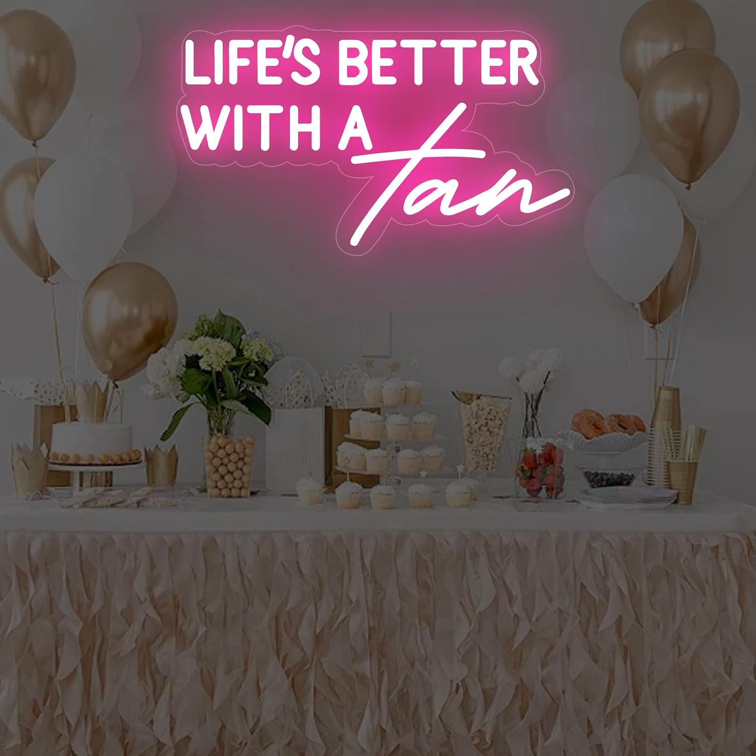 Life Is Better With A Tan Neon Sign,Beauty Salon LED Sign,Tanning Salon Decor,Tanning Wall Art,Make Up Studio Decor,Makeup Wall Art,Spa Sign, Encouraging Light, Pink Led Light for Summer Lovers