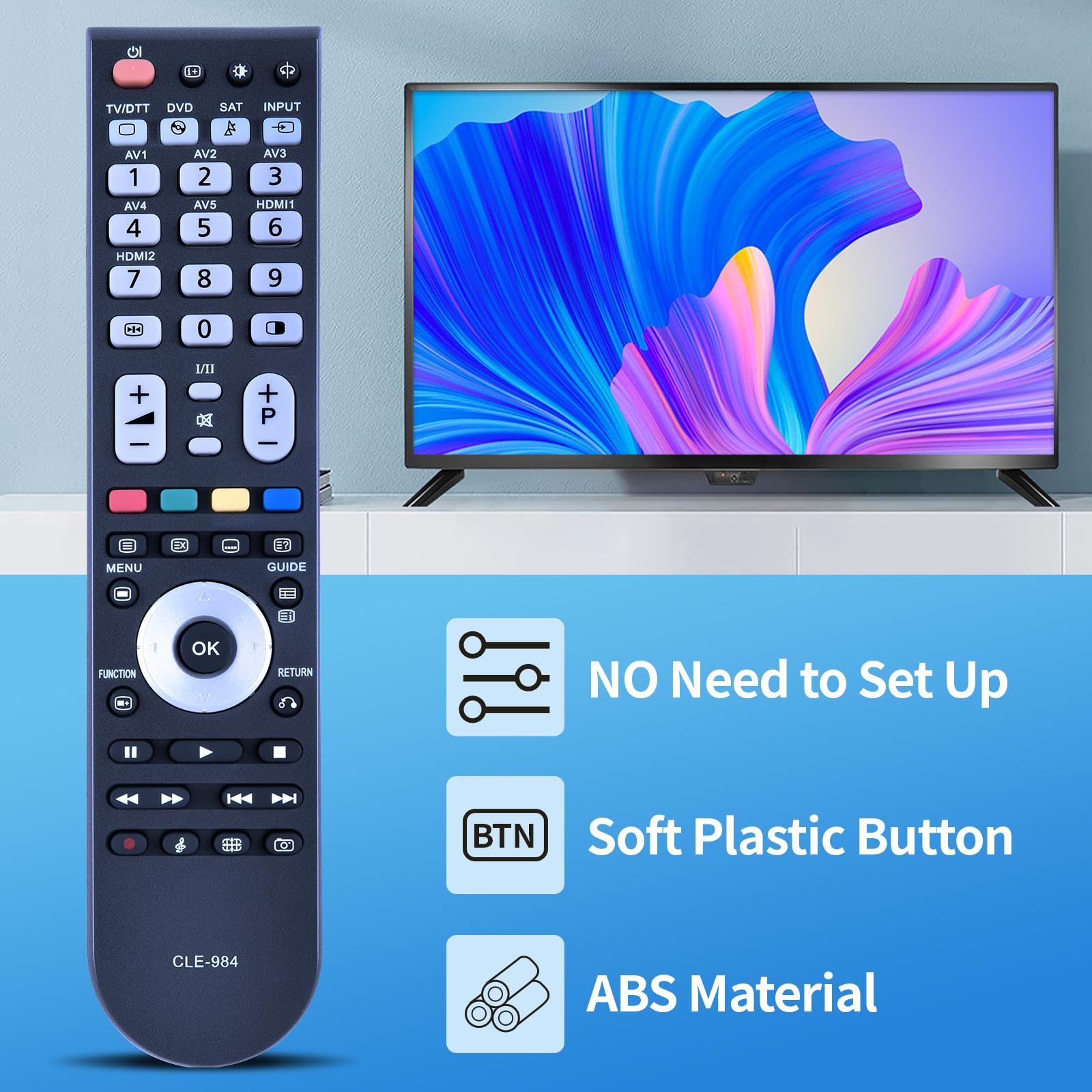 TCNOUMT Suitible for Hitachi TV CLE-984 Remote Control - Image 2
